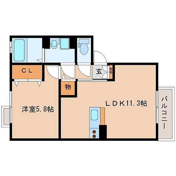 サニーヒロ 203｜奈良県奈良市四条大路2丁目(賃貸アパート1LDK・2階・40.43㎡)の写真 その2