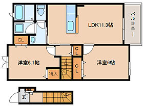 ブローテ  ｜ 京都府木津川市城山台1丁目（賃貸アパート2LDK・2階・57.07㎡） その2