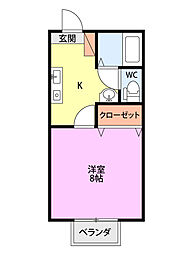 ジュネス 1Kの間取図画像