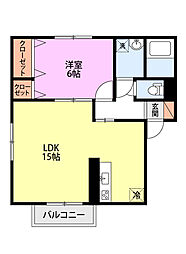 ウェリナC 1LDKの間取図画像