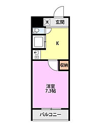 メゾンハヤカワ 1Kの間取図画像