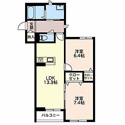 シャーメゾン雅 2LDKの間取図画像