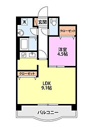 レジュイール東中通 1LDKの間取図画像