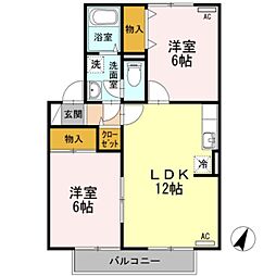 クレールコートB 2LDKの間取図画像