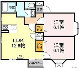 プレリュードB 2LDKの間取図画像