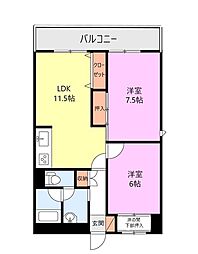 東明マンション 2LDKの間取図画像