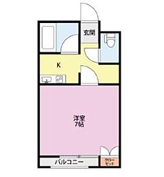 SAJA-東山公園 1Kの間取図画像