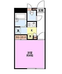 ルイ・ナール日の出 1Kの間取図画像