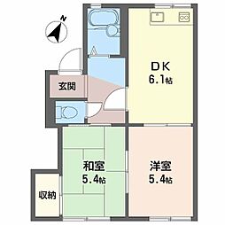 メゾン・ヴェルデュール 2DKの間取図画像