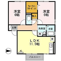 デラルーナ 2LDKの間取図画像