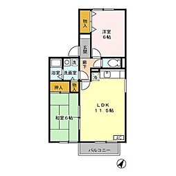 シャンドフレール黒埼D 2LDKの間取図画像