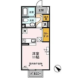 サンテラス花園 ワンルームの間取図画像