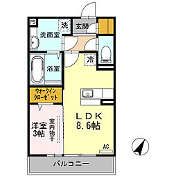トリリオン 1LDKの間取図画像