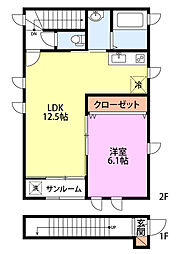 ル・シェリア 1LDKの間取図画像