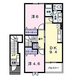 ラフレシール 2DKの間取図画像