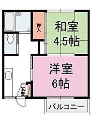 サンビレッジ鶴田C 2Kの間取図画像
