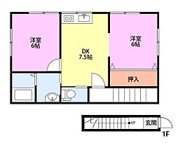 グリーンハイツ7号棟 2DKの間取図画像