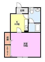 SUMONC棟 1Kの間取図画像