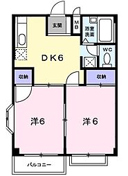 エルディムLIFEA 2DKの間取図画像
