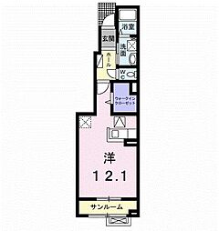 ヴィラアモリスA ワンルームの間取図画像