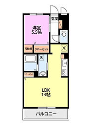 レジデンスガーデン 1LDKの間取図画像