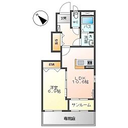 ハーベスト 1LDKの間取図画像