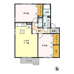 マウルールC 2LDKの間取図画像