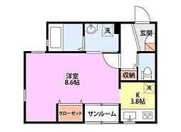 グランコート大学南 ワンルームの間取図画像