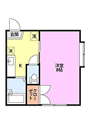 ファンハウス・KAZU 1Kの間取図画像