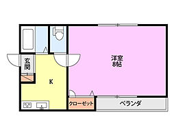 ジャスミン 1Kの間取図画像