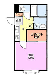 スウィーツ 1Kの間取図画像