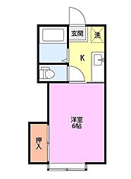 アイビーハウス 1Kの間取図画像