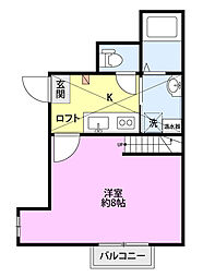 グランディー 1Kの間取図画像