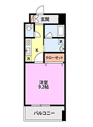 グレイスハイツ東中通タワー 1Kの間取図画像