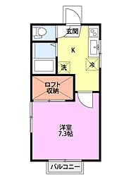 セピア・アパートメントライト 1Kの間取図画像