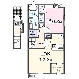 ルピナスK 1LDKの間取図画像