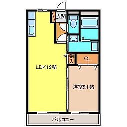 ヌーベルシェトワ 1LDKの間取図画像