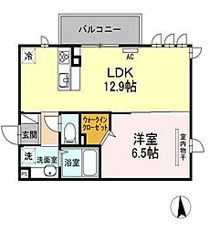 ルミナスわかば 1LDKの間取図画像