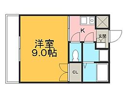 サンハイツ元町 1Kの間取図画像
