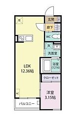 (仮)BRAVEBASE宿町 1LDKの間取図画像