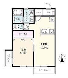 グリーンタウン筑後 1LDKの間取図画像
