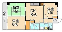 メモリー鳥栖 3DKの間取図画像