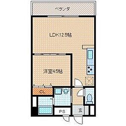 イー・ポプラール2 1LDKの間取図画像