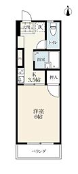 アザレアコーポA 1Kの間取図画像