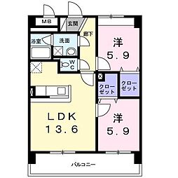 エルモソピソ 2LDKの間取図画像