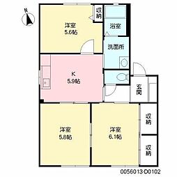 ラフレシアコーポA 3DKの間取図画像