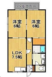 シティライフ田代B 2DKの間取図画像