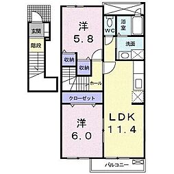 レアルカーサ2 2LDKの間取図画像