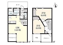 プレミアムアイランド西島2 2LDKの間取図画像