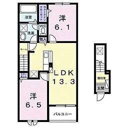 メゾン・ド・ソレイユ 2LDKの間取図画像
